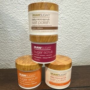 4 Pack Raw Sugar Moisture Loving Sugar Scrub Coconut+ Mango, Pineapple, 15.0 oz